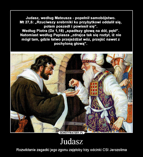 Judasz – Rozwikłanie zagadki jego zgonu zajęłoby trzy odcinki CSI Jerozolima 