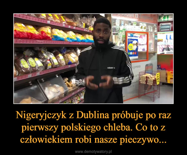 Nigeryjczyk z Dublina próbuje po raz pierwszy polskiego chleba. Co to z człowiekiem robi nasze pieczywo... –  