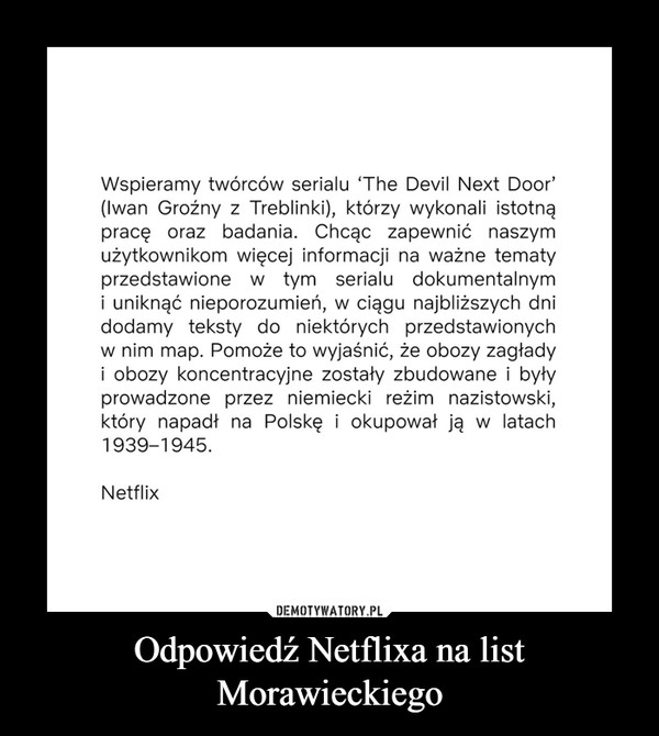 Odpowiedź Netflixa na list Morawieckiego
