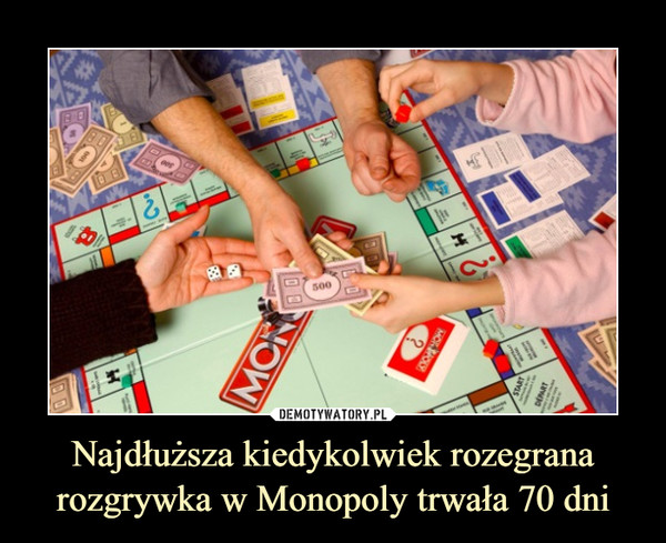 Najdłuższa kiedykolwiek rozegrana rozgrywka w Monopoly trwała 70 dni