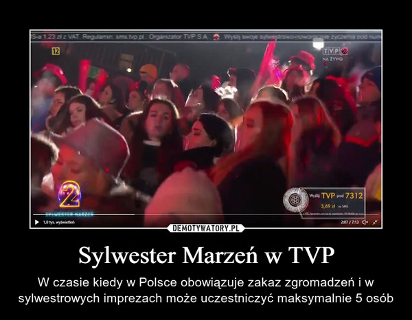 Sylwester Marzeń w TVP – W czasie kiedy w Polsce obowiązuje zakaz zgromadzeń i w sylwestrowych imprezach może uczestniczyć maksymalnie 5 osób 