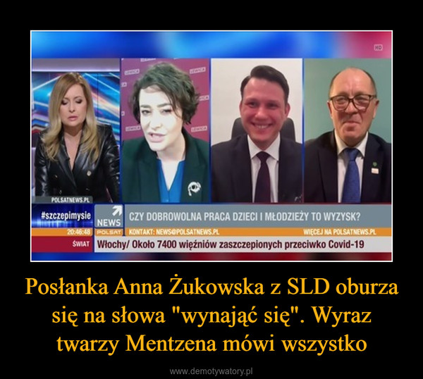 Posłanka Anna Żukowska z SLD oburza się na słowa "wynająć się". Wyraz twarzy Mentzena mówi wszystko –  