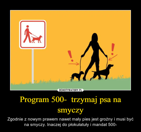 Program 500-  trzymaj psa na smyczy – Zgodnie z nowym prawem nawet mały pies jest groźny i musi być na smyczy. Inaczej do płokułatuły i mandat 500- 
