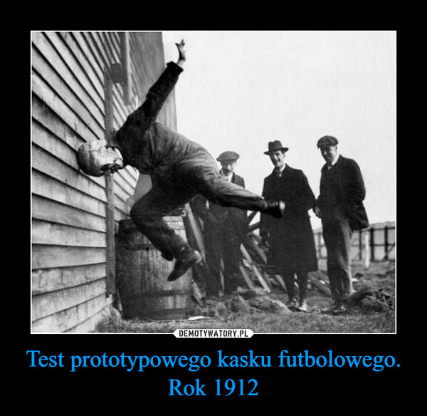Test prototypowego kasku futbolowego. Rok 1912 –  
