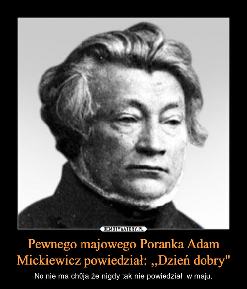 Pewnego majowego Poranka Adam Mickiewicz powiedział: ,,Dzień dobry"