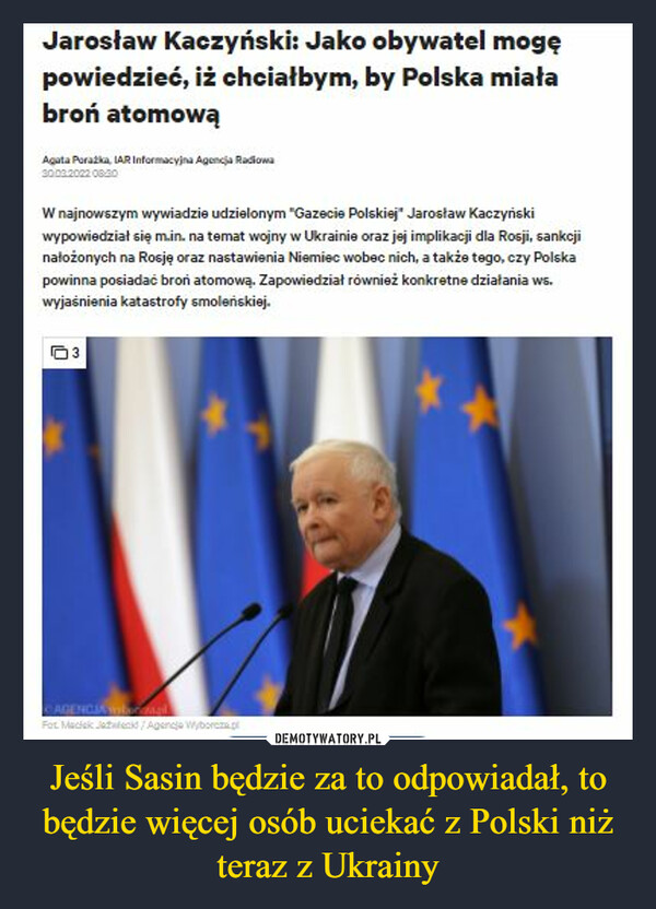 Jeśli Sasin będzie za to odpowiadał, to będzie więcej osób uciekać z Polski niż teraz z Ukrainy –  
