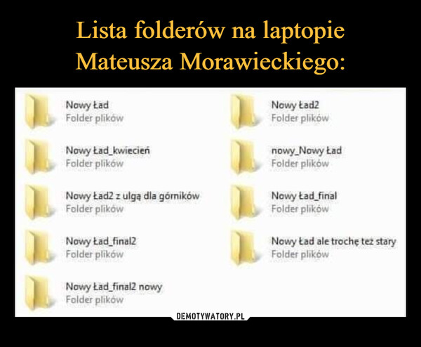 Lista folderów na laptopie
Mateusza Morawieckiego: