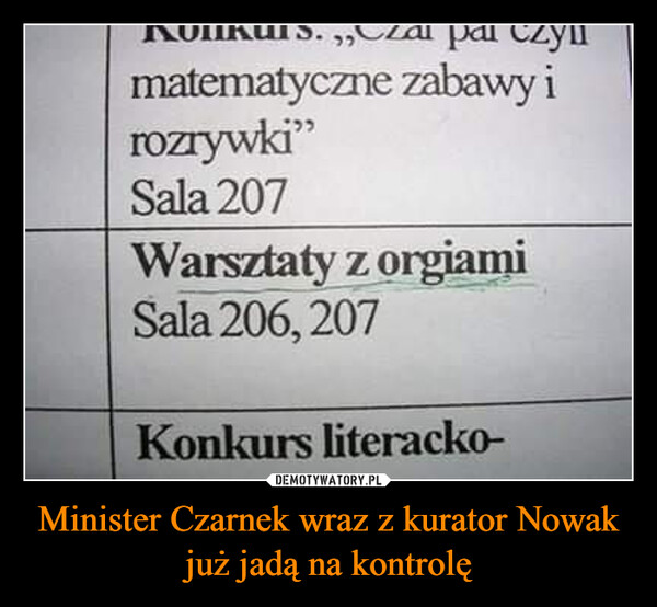 Minister Czarnek wraz z kurator Nowak już jadą na kontrolę