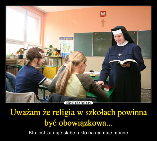 Uważam że religia w szkołach powinna być obowiązkowa...