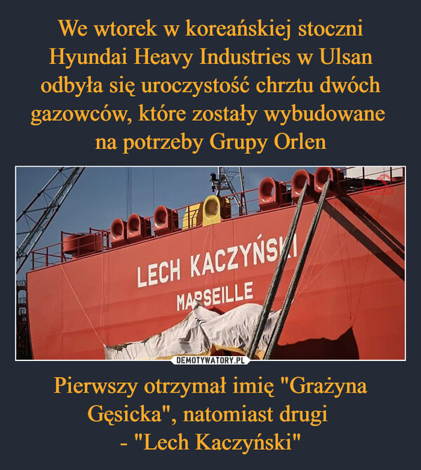 Pierwszy otrzymał imię "Grażyna Gęsicka", natomiast drugi - "Lech Kaczyński" –  