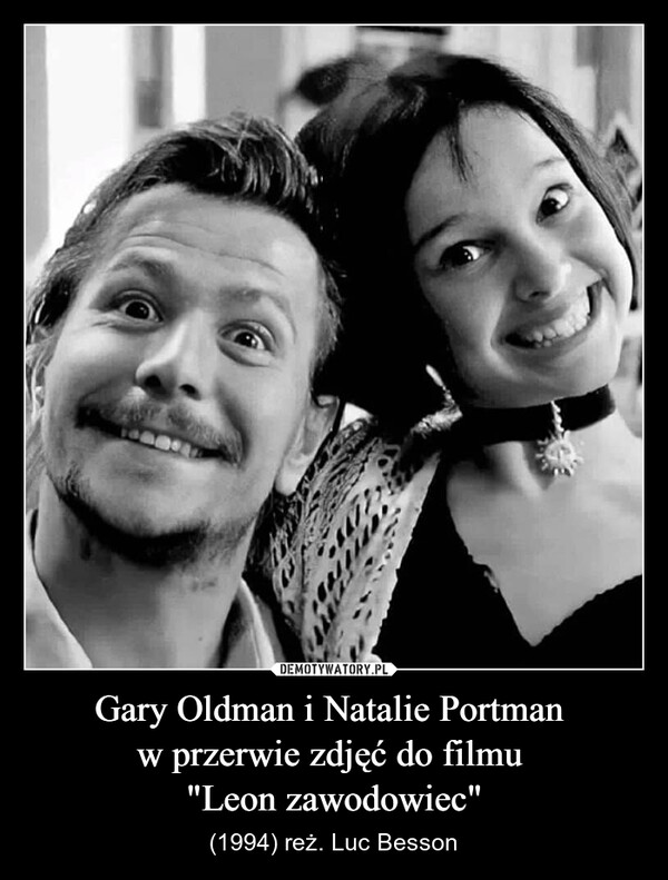 Gary Oldman i Natalie Portman w przerwie zdjęć do filmu "Leon zawodowiec" – (1994) reż. Luc Besson 